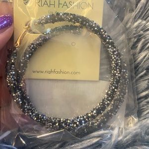 Black sparkle hoops